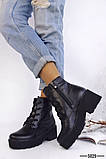 Женские зимние ботинки на платформе и каблуке черная кожа, фото 9
