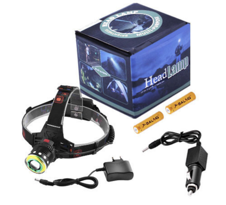 

Фонарь налобный Police T105-T6+COB, ЗУ 220V/12V, 2x18650, zoom, Box, Черный