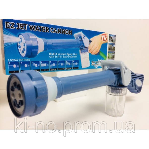 

Насадка на шланг Ez Jet Water Cannon многофункциональная водомет 8в1 с отсеком для опрыскивающих веществ Blue