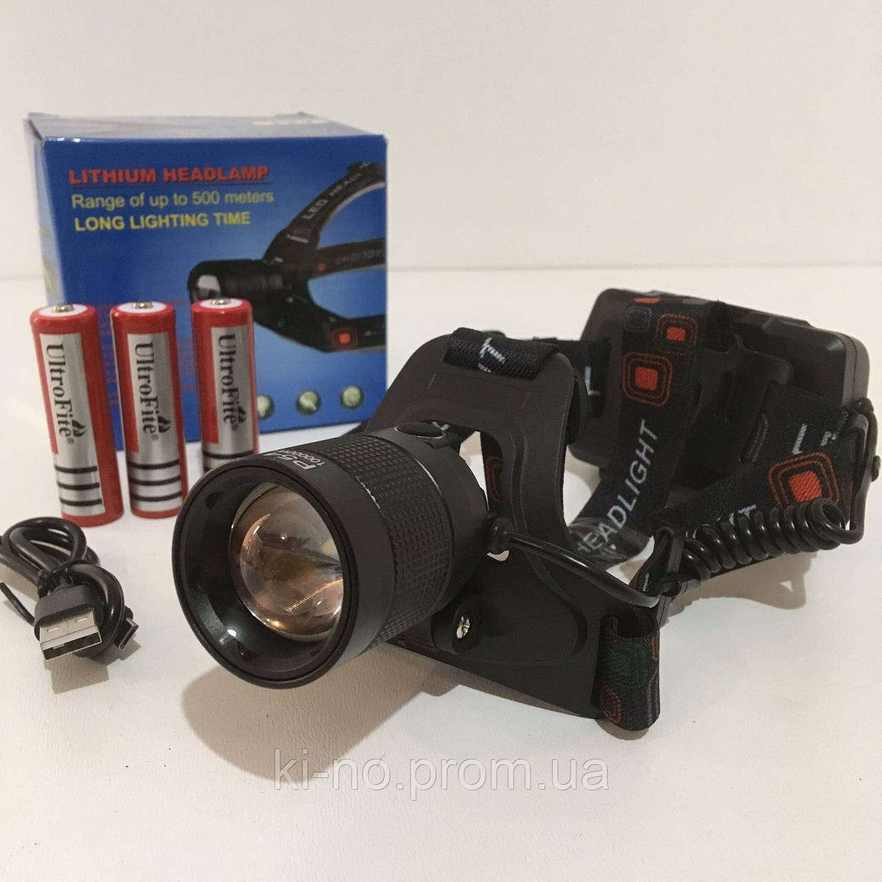 

Светодиодный налобный фонарь HeadLight на 3 аккумулятора от USB Чёрный (MAX-P-54)