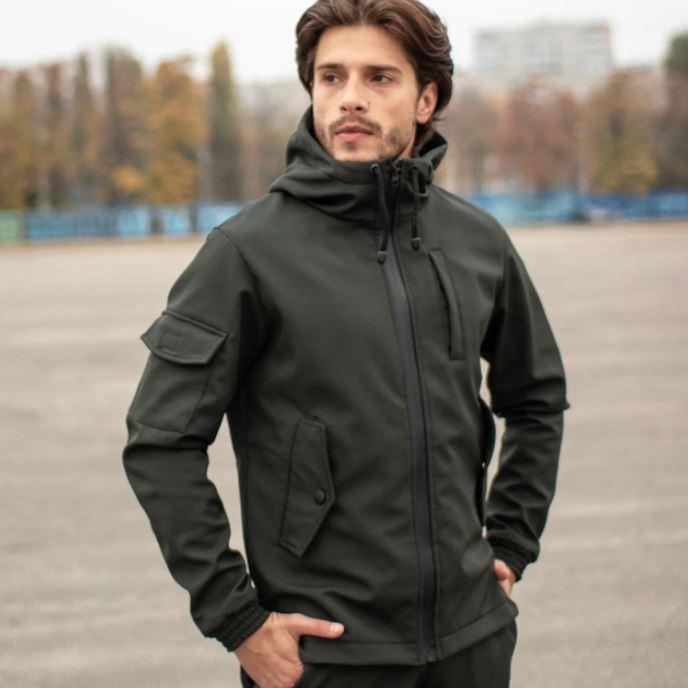 

Демисезонная мужская куртка Soft Shell, для активного отдыха Softshell, Ветровка плащевка весна-осень, Хаки XXL