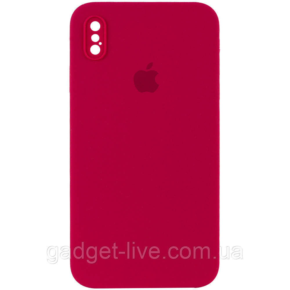 

Чехол Silicone Case Square Full Camera Protective (AA) для Apple iPhone XS (5.8"), Красный / rose red