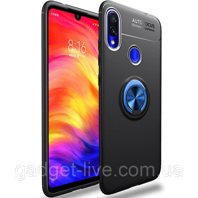 

TPU чехол Deen ColorRing под магнитный держатель (opp) для Xiaomi Redmi Note 7 / Note 7 Pro /Note 7s, Черный / синий