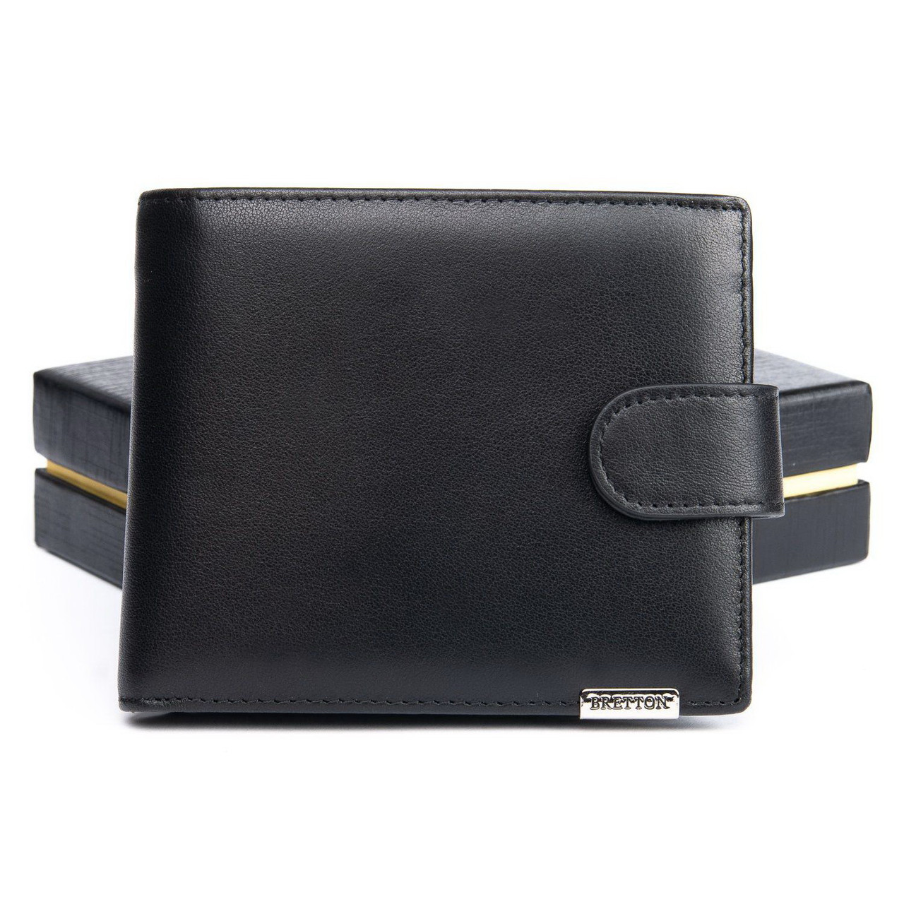 Чоловічий шкіряний гаманець, портмоне чорний фірма BRETTON