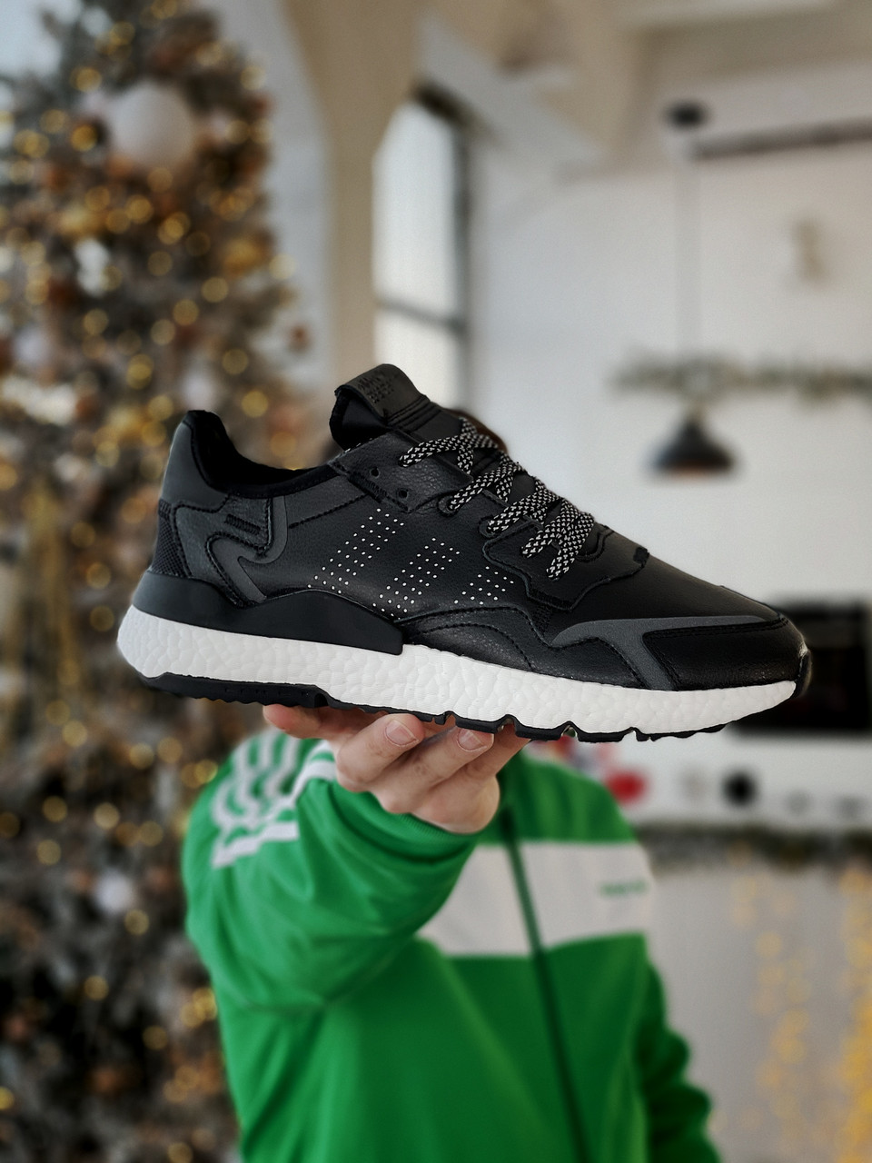 

Мужские кроссовки Adidas Nite Jogger черные, Адидас Джоггер. Натуральная кожа, прошиты. Код Z-3196 44, Черный