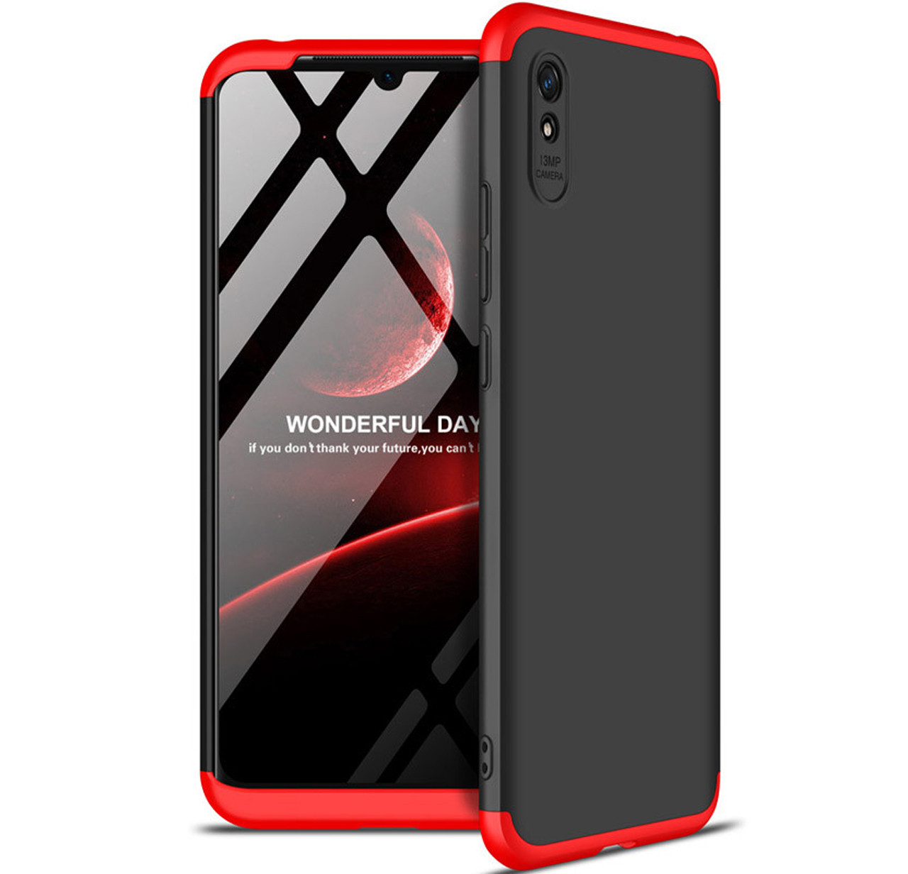 

Противоударный чехол GKK LikGus 360 градусов для Xiaomi Redmi 9A Черный / Красный