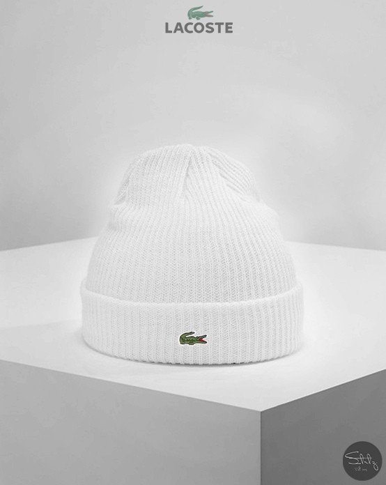 

Шапка унисекс Lacoste Turned Edge Ribbed Wool Beanie белая, Белый