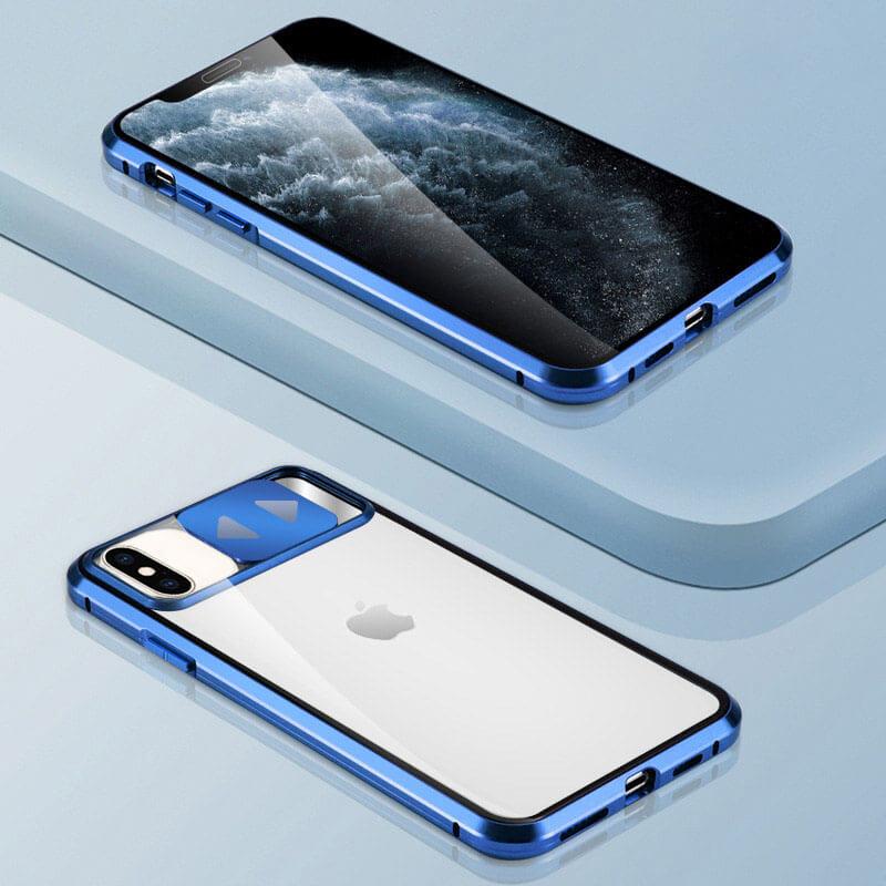 

Чехол Camshield 360 Metall+Glass со шторкой для камеры для Apple iPhone X / XS (5.8") Синий
