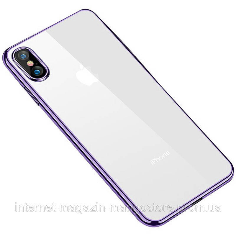 

Прозрачный силиконовый чехол с глянцевой окантовкой Full Camera для Apple iPhone XS Max (6.5"), Сиреневый