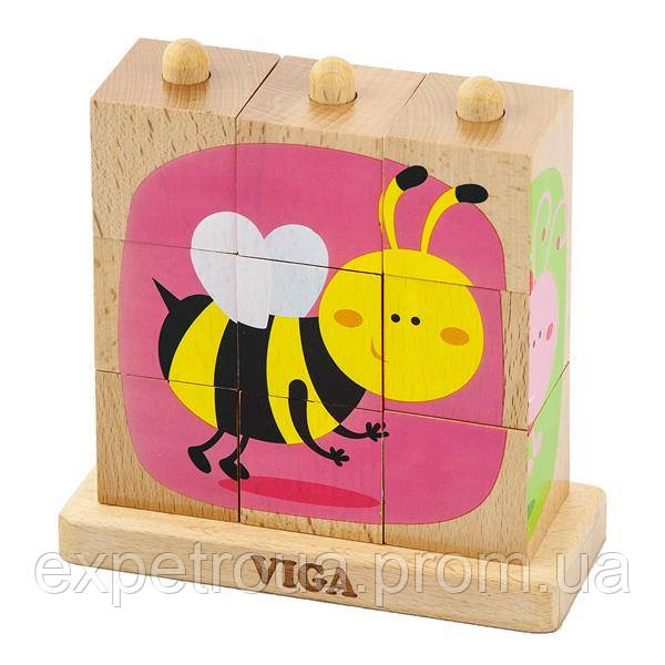 

Дерев'яні кубики-пірамідка Viga Toys Комахи (50158
