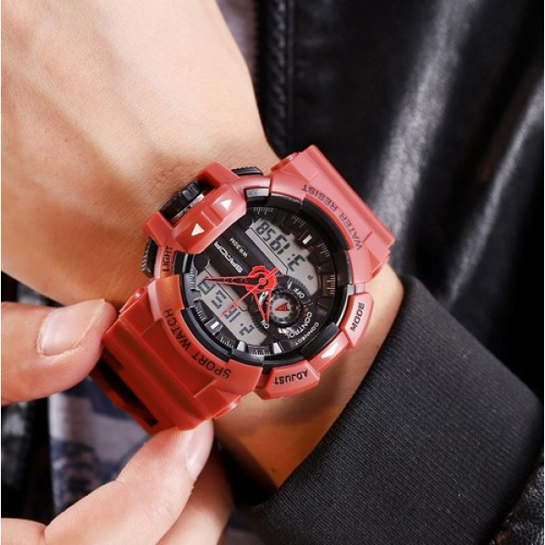 

Наручные часы Sanda 599 Red-Black мужские комбинированные + подарочная коробка