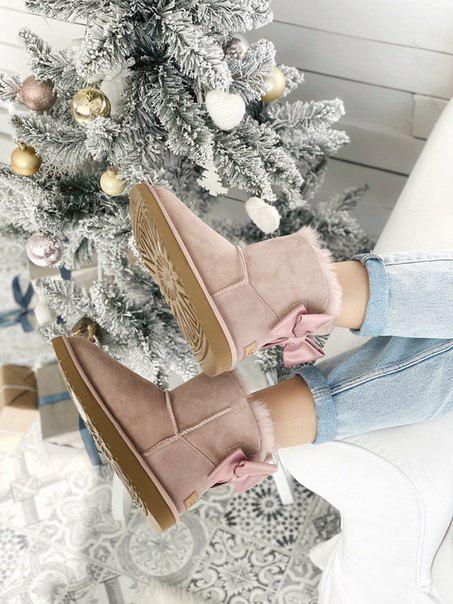 

Замшевые женские угги с бантом UGG Bailey Bow Pink до -30°C 40