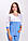 Женский медицинский костюм Роуз ELIT COTTON с зауженными брюками. Белый/голубой, фото 2