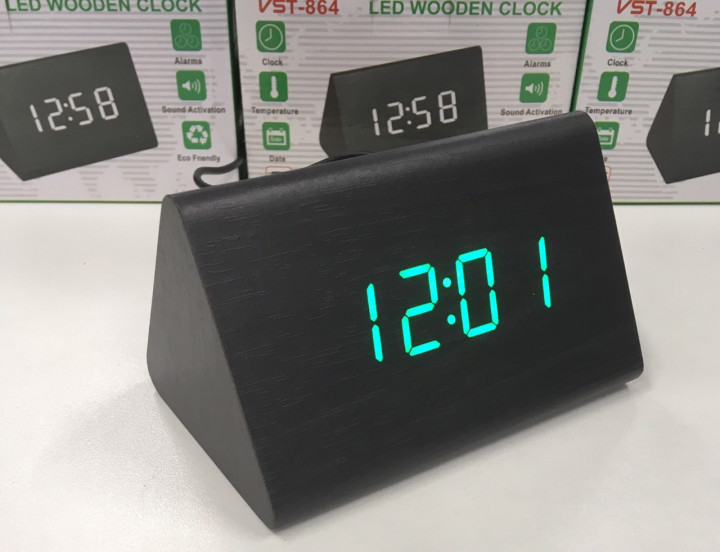 

Электронные настольные часы-будильник Led Wood Clock VST-864-1 с будильником, датой и термометром