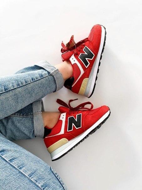 

Модные женские кроссовки New Balance 574 из замша, 6 моделей 41, Красный/белый/черный