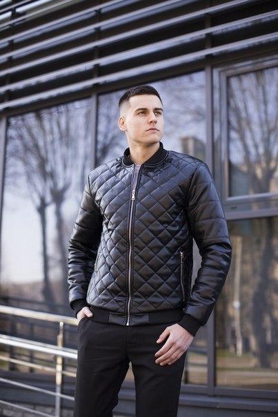 

Стеганный мужской бомбер Pobedov Jacket "Tigr" из эко-кожи, два цвета XL, Черный