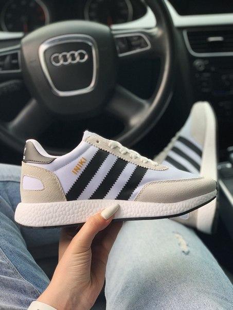 

Женские замшевые кроссовки Adidas Iniki, три цвета 37, Бежевый/белый