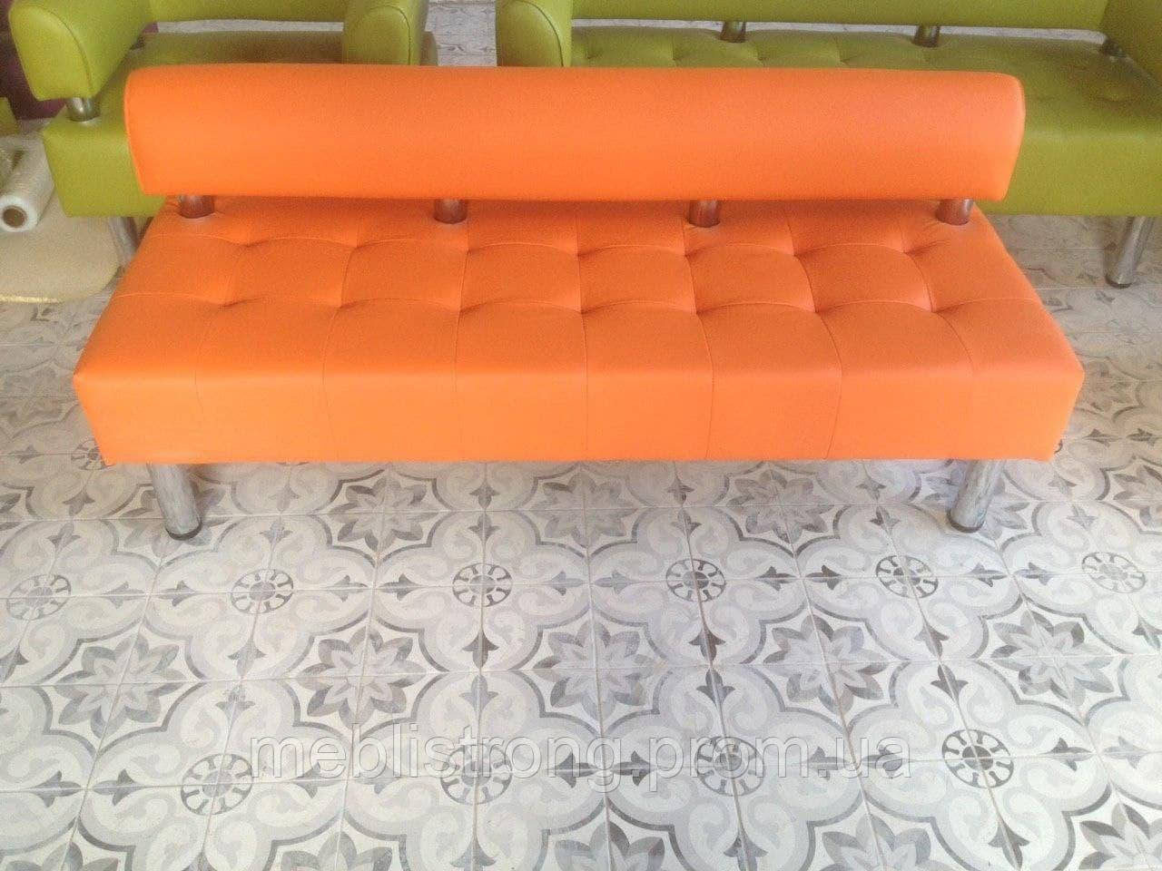 Офісний диван в офіс Стронг (MebliSTRONG) без підлокітників - помаранчевий матовий колір