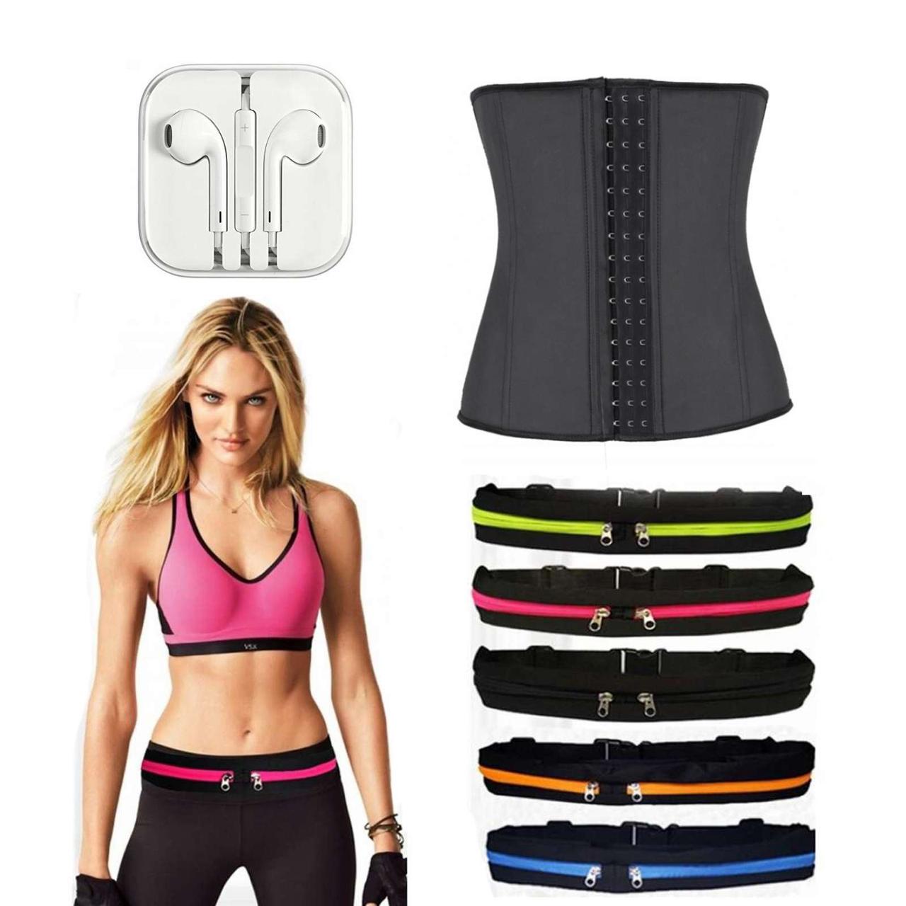 

Утягивающий пояс Waist Training в подарок Спортивный органайзер Go belt и Наушники проводные SKL11-260833