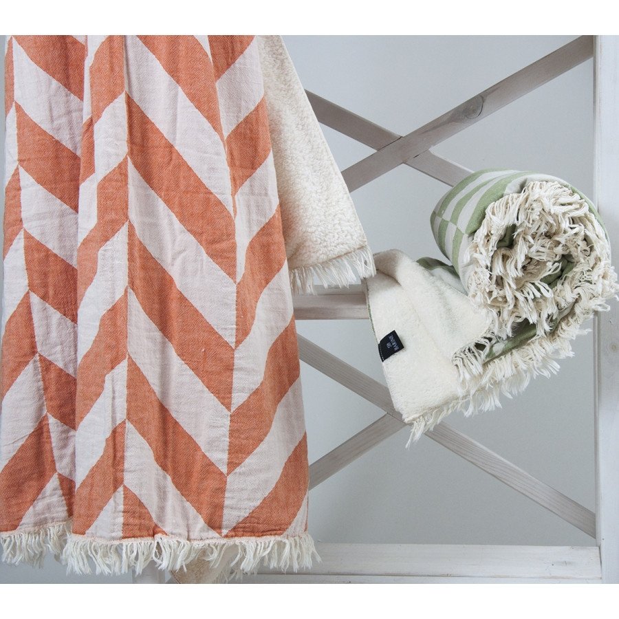 

Плед микроплюш Barine - Fishbone Throw orange 125*170