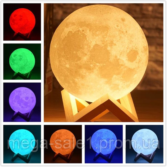 

Ночник светильник Луна 3D moon lamp 13см 6 цветов Magic UKC Light Touch Control, Белый