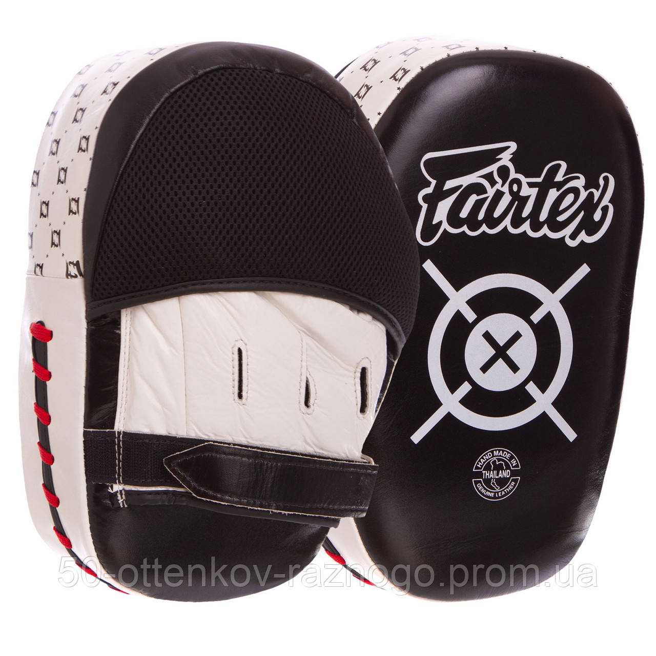 

Лапа Изогнутая (1шт) кожаная FAIRTEX FMV11 (крепление на липучке, р-р 27x19x8см, черный-белый