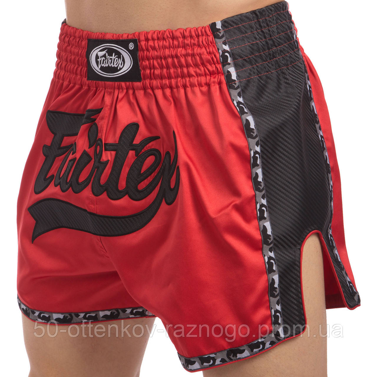 

Шорты для тайского бокса и кикбоксинга FAIRTEX BS1703 RED/BLACK (сатин, нейлон, р-р S-XL, красный-черный