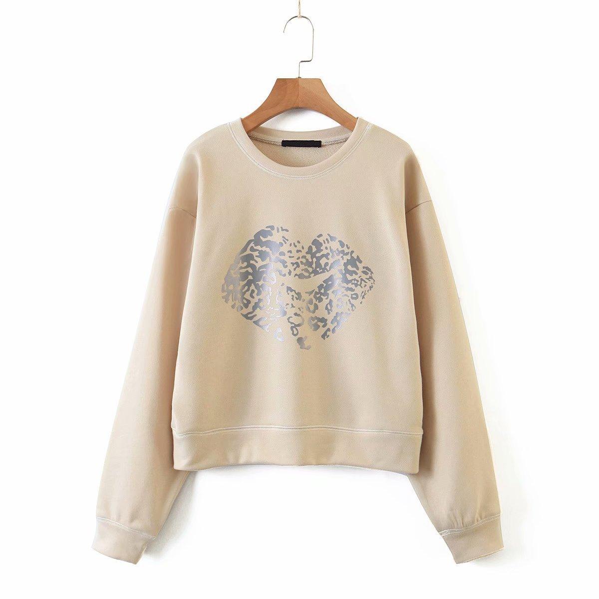 

Свитшот женский с принтом Lips Berni Fashion (L), Бежевый