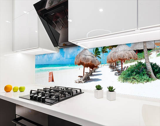 Кухонный фартук заменитель стекла гавайский пляж, с двухсторонним скотчем 62 х 205 см, 1,2 мм, фото 2