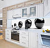 Панели на кухонный фартук ПЭТ шары черные на белом фоне, с двухсторонним скотчем 62 х 205 см, 1,2 мм, фото 4