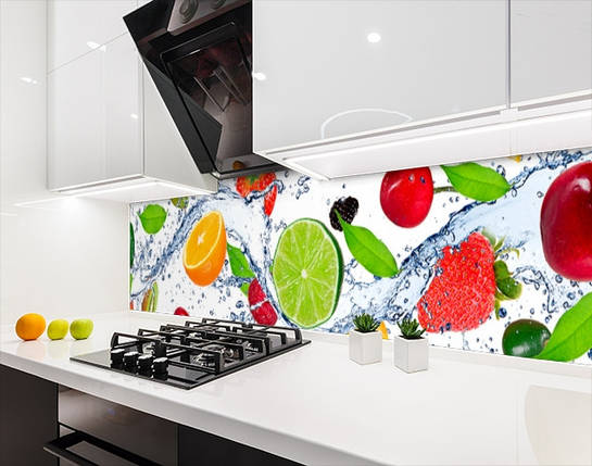 Панель кухонні, замінник скла ягоди в воді, з двостороннім скотчем 62 х 205 см, 1,2 мм, фото 2