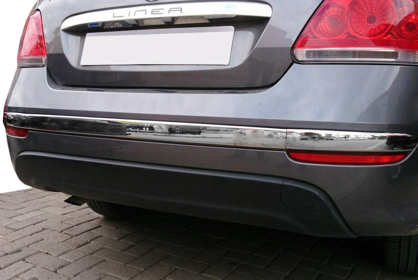 

Fiat Linea 2006↗ и 2013↗ гг. Накладки на задний вторец бампера (2012-2021, нерж., 3 шт)