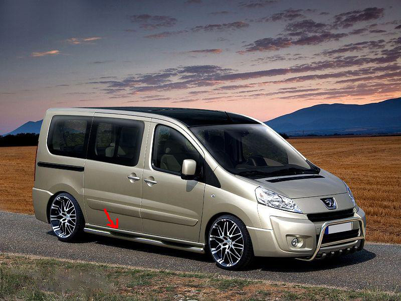 

Fiat Scudo 2007-2015 гг. Боковые трубы BB002 (2 шт., нерж.) 70 мм, длинная база