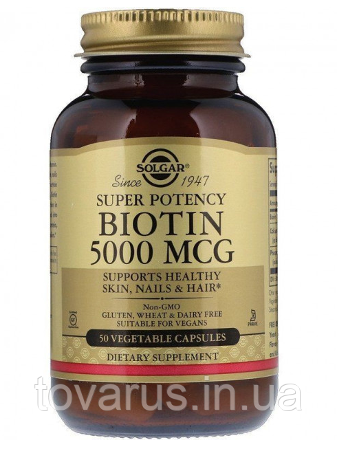 

Витамины Solgar Биотин Biotin 5000 мкг 50 капсул