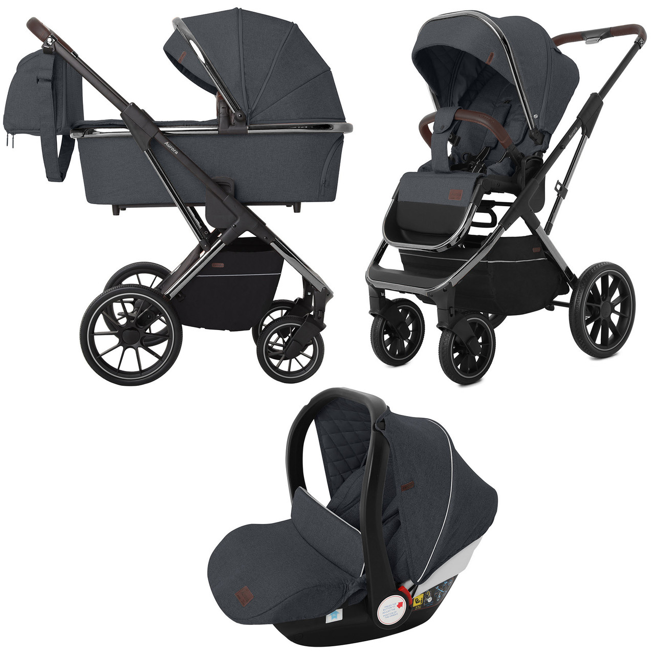 

Коляска универсальная CARRELLO Aurora CRL-6502/1 (3in1) Iron Grey +дождевик /1/