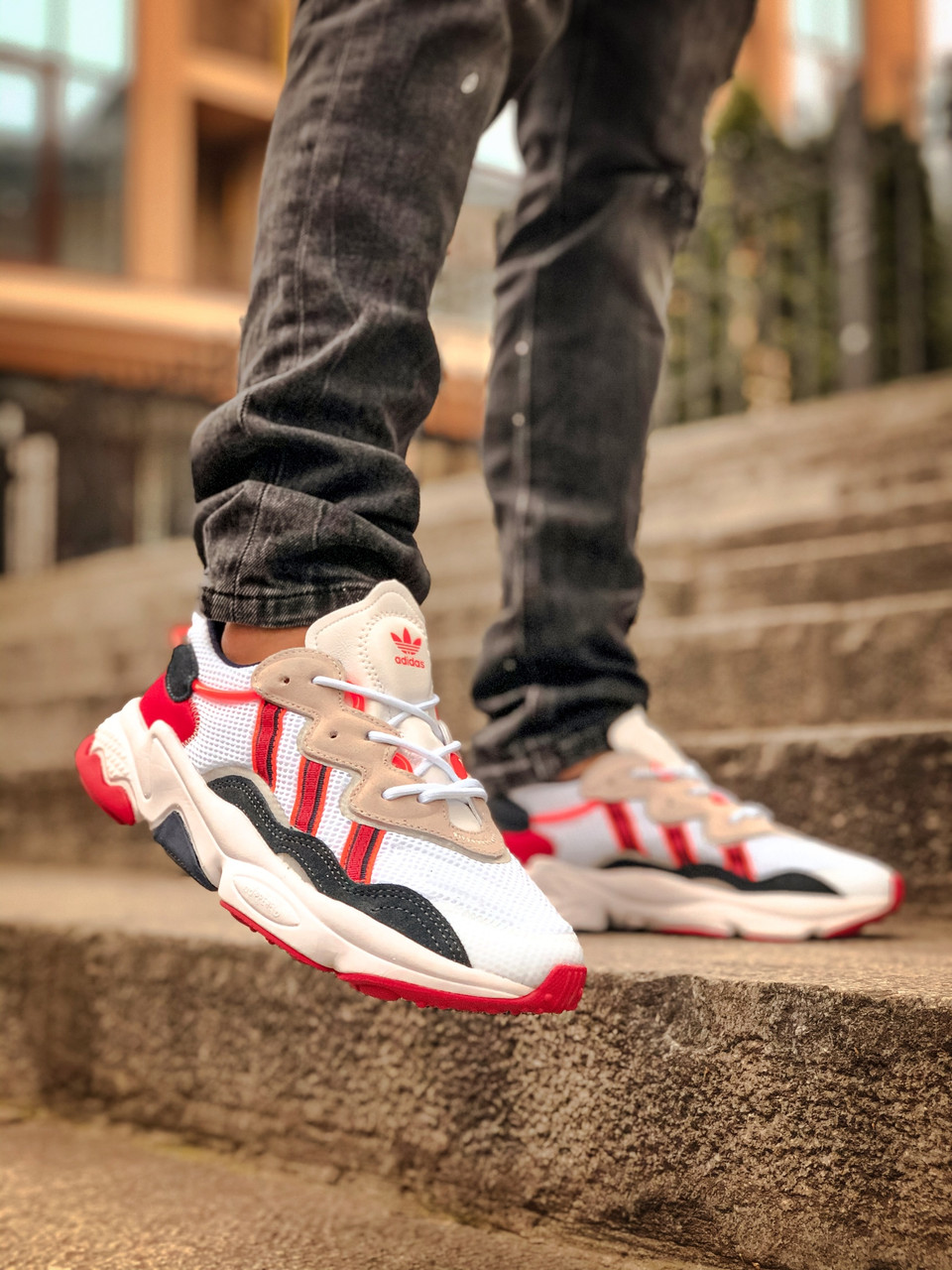 

Кроссовки мужские Adidas Ozweego белые, Адидас Озвиго, текстильные, прошиты. Код Z-3023 41, Белый