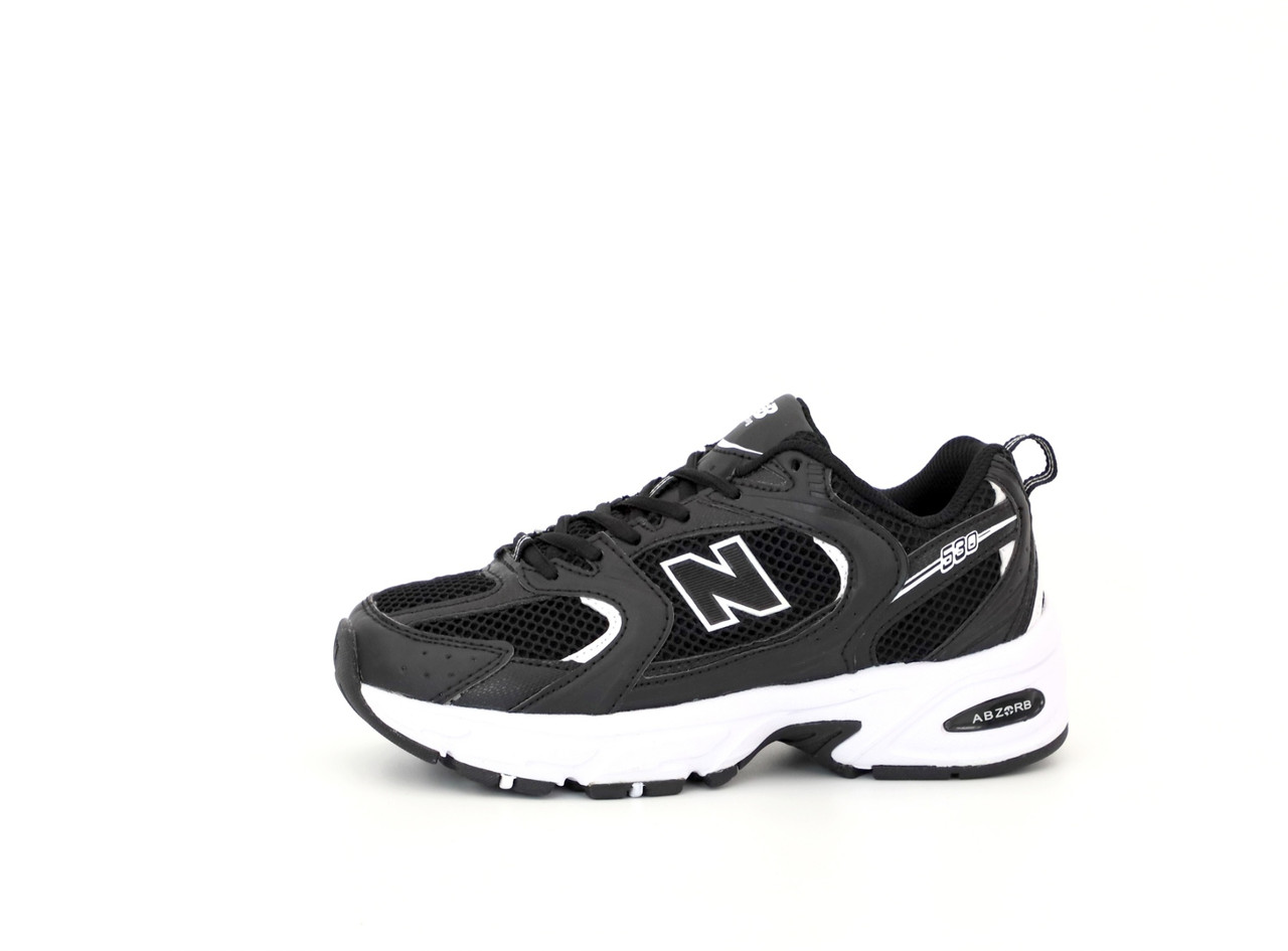 

Кроссовки мужские New Balance 530 черные с белым, Нью Баланс 530, натуральная кожа, текстиль, код KD-12430, Черный