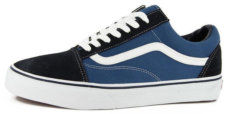 

Кеды женские Vans Old Skool синие с ченым, Ванс Олд Скул, замша, текстиль, код KD-10791 38, Синий