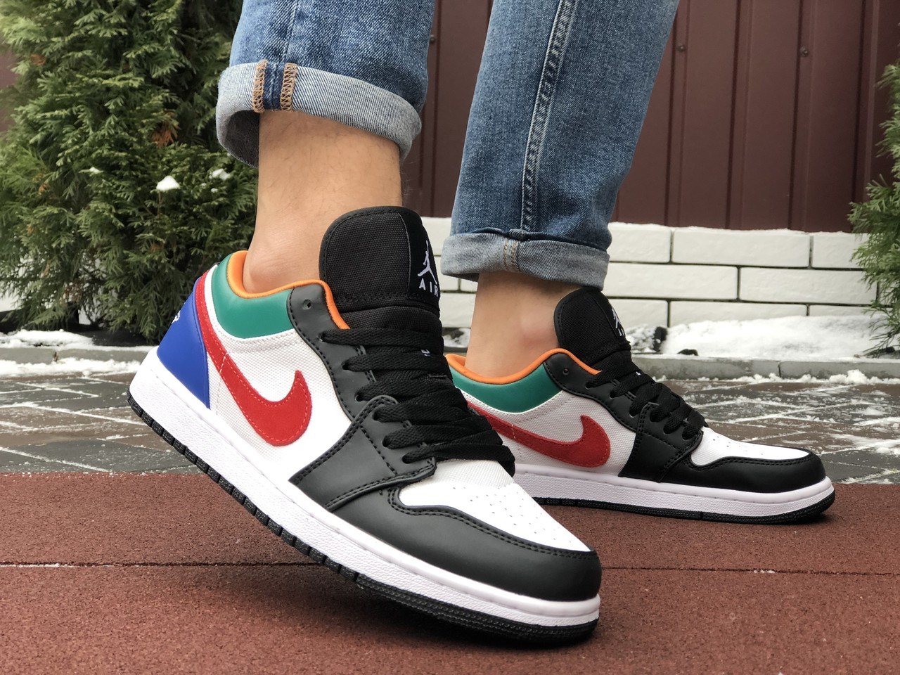 

Кроссовки мужские Nike Air Jordan 1 Low разноцветные, Найк Джордан, кожаные, прошиты. Код SD-10155 42, Разные цвета