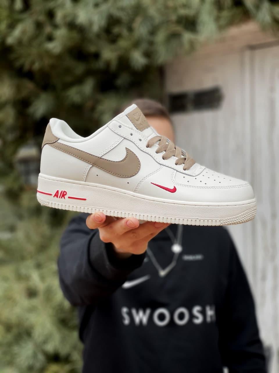 

Мужские кроссовки Nike Air Force 1 Low White Brown / Найк Аир Форс 1 Low Белые Коричневые 44, Белый