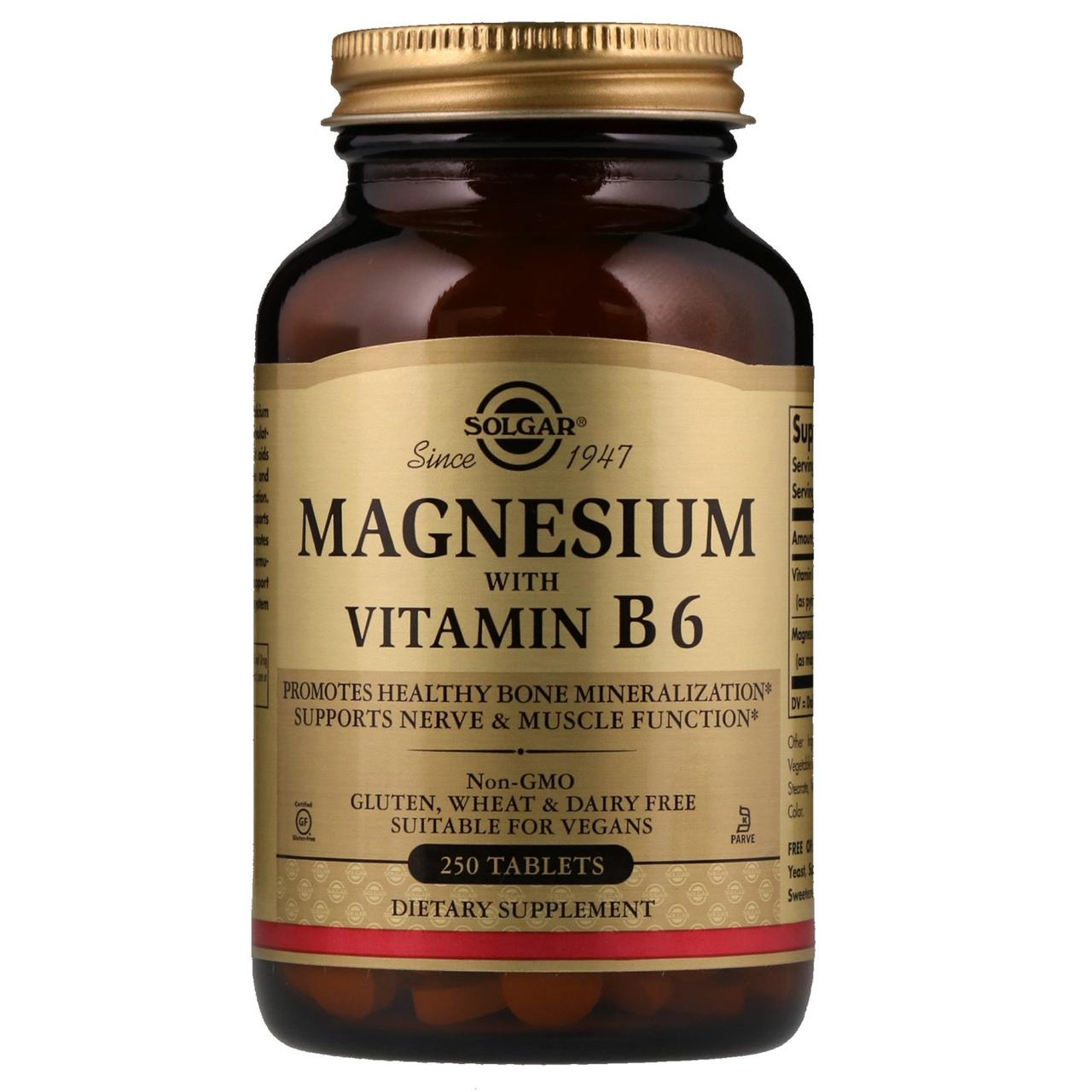 

Solgar, Magnesium + Vitamin B6 (250 таб.), магний В6, магній В6