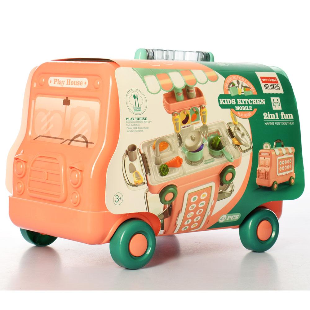 

Кухня 11K05 (12шт) плита, мойка, посуда, продукты, 43пр, чемодан-машина,в карт.обертке, 34,5-27-22см