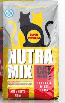 

Сухой корм Nutra Mix Maintenance Adult Cat Нутра Микс для умеренно активных и кастрированных котов, 9,07 кг