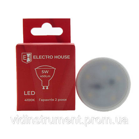 ElectroHouse LED лампа GU10/4100K/5W 450Lm/110°  (для точечных светильников), фото 2