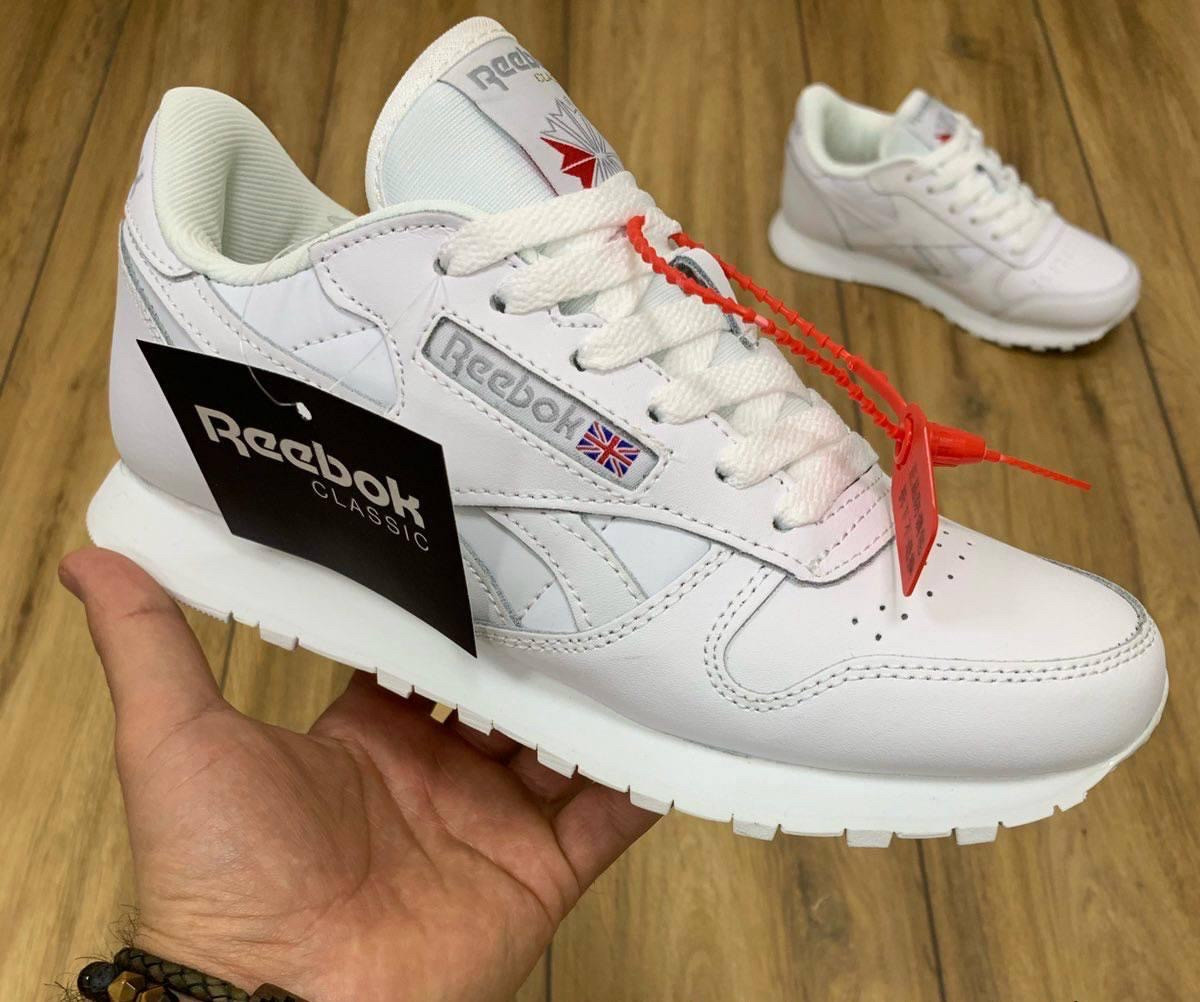 

Кроссовки мужские белые Reebok Classic из натуральной кожи, производства Вьетнам, реплика хорошего качества