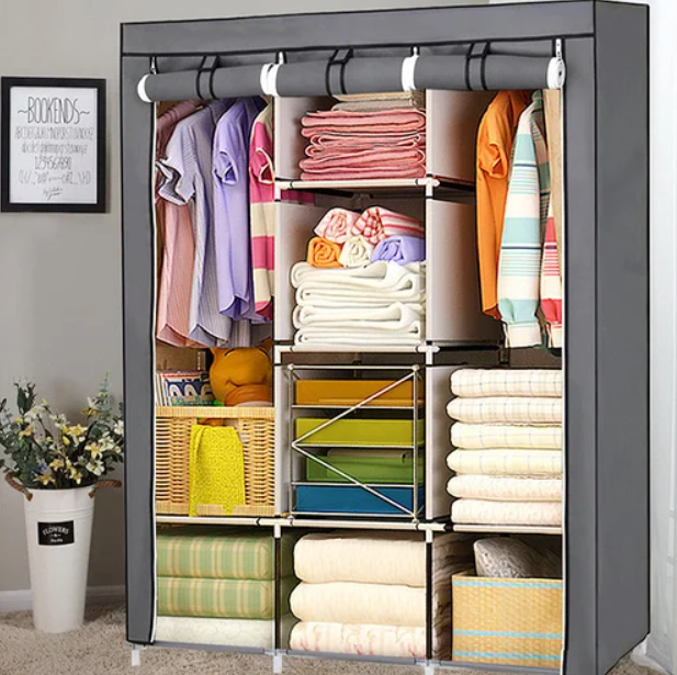 

Складной каркасный тканевый шкаф Storage Wardrobe 88130, шкаф на три секции 130*45*175