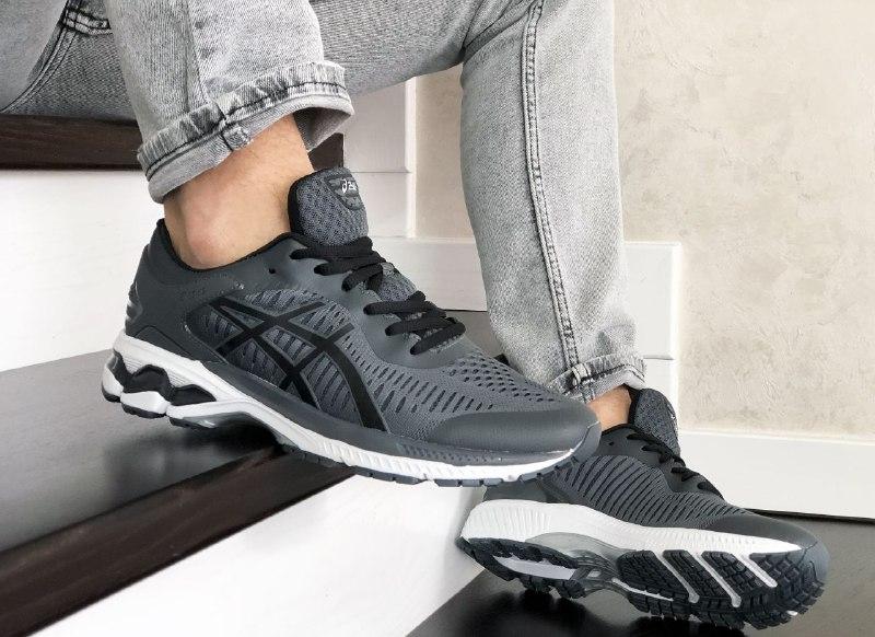

Кроссовки Asics Gel-Kayano 25 темно/серые с белым сетчатые/сетка асикс беговые для фитнеса, Серый