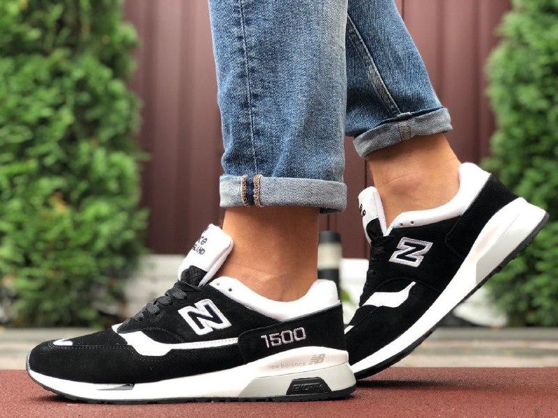 

Кроссовки New Balance 1500 черно/белые замшевые кожанные всесезонные нью беленс популярные, Черно-белый