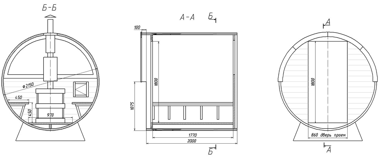 баня-бочка план-схема