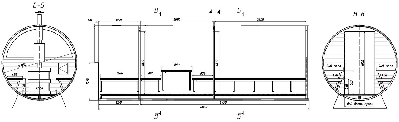 Баня-бочка план-схема